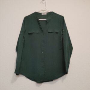 Stylish Green Button Down Shirt for Women
